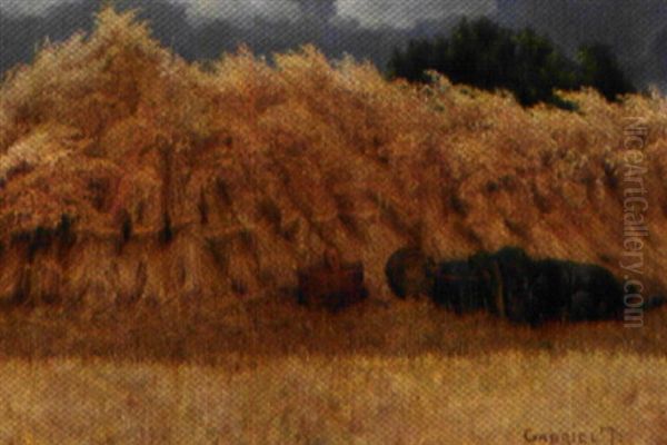 I Hosttiden. Trofast Putter Sig Pa Marken Oil Painting by Gabriel Jensen