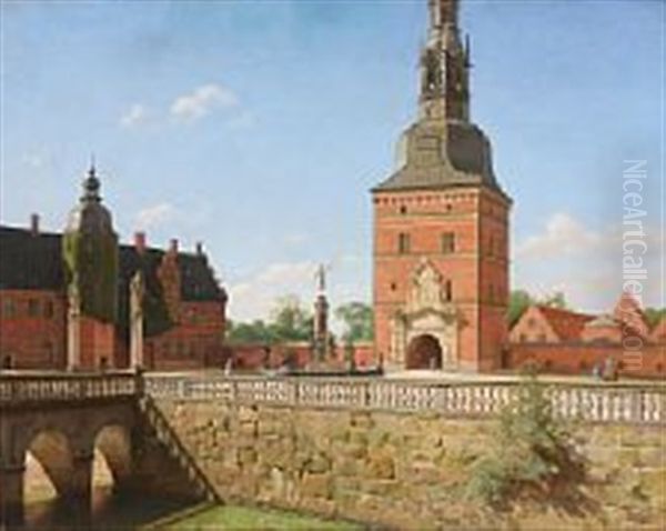 View From Frederiksborg Castle, Denmark Oil Painting by Karl Jensen
