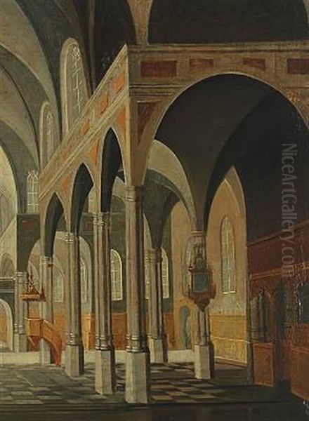 Interior From A Church Oil Painting by Morten Jepsen
