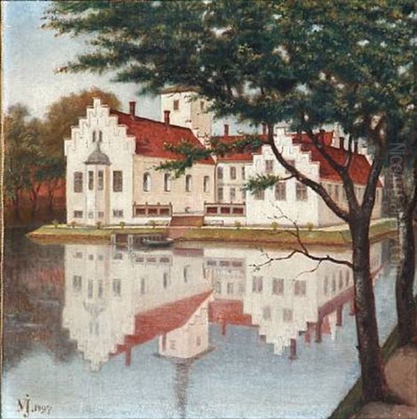 View From Hojriis Castle In Denmark Oil Painting by Morten Jepsen