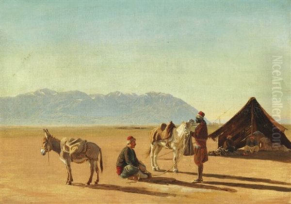 Travelers Resting On The Road To Sardes Oil Painting by Harald Jerichau