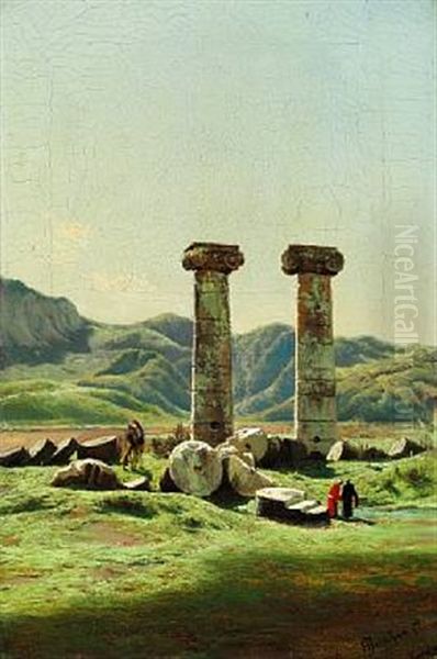 View Of The Lydian Plain Near Sardis, Asia Minor (turkey) Oil Painting by Harald Jerichau