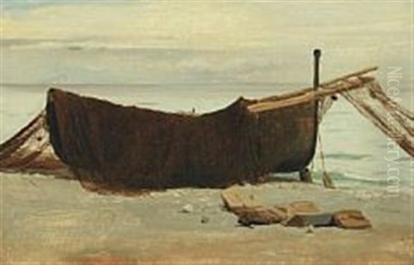 Fishing Boat On The Beach Oil Painting by Harald Jerichau