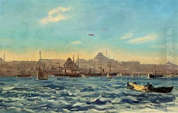 Constantinopel Set Fra Bosporus Oil Painting by Harald Jerichau