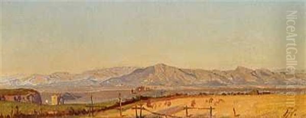 Parti Fra Egypten. I Horisonten Ses En Kamelkaravane Oil Painting by Harald Jerichau