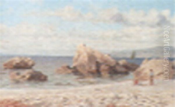 View Of The Italian Coast Oil Painting by Harald Jerichau