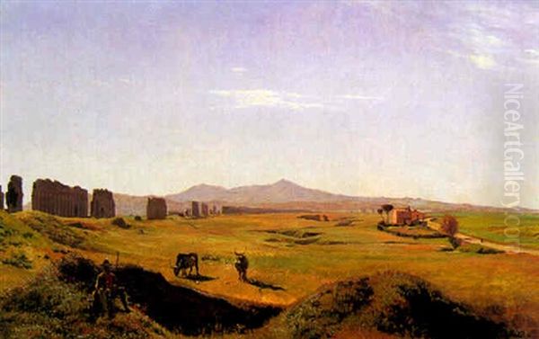 Parti Fra Den Romerske Campagne Oil Painting by Harald Jerichau