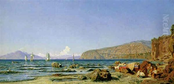 Parti Fra Capri Med Vesuv I Baggrunden Oil Painting by Harald Jerichau