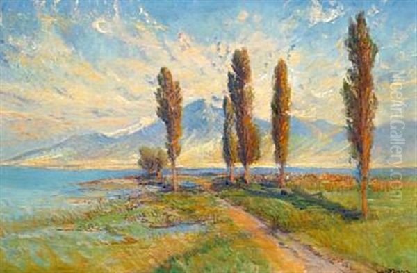 View Of A Lake Surrounded By Mountains, Presumably Lake Como In The North Of Italy Oil Painting by Holger Hvitfeldt Jerichau