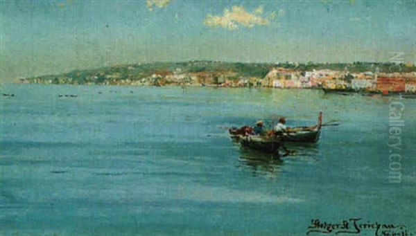 A View Of Naples Oil Painting by Holger Hvitfeldt Jerichau