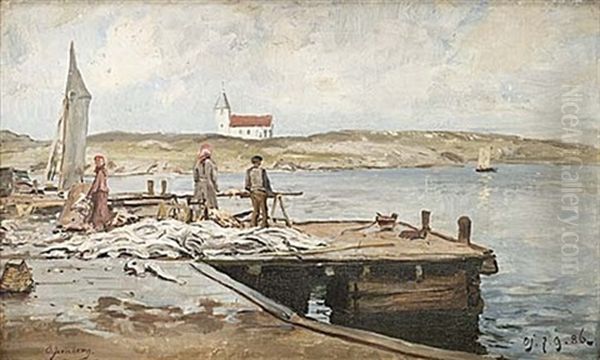 Fisken Rensas Oil Painting by Olof August Andreas Jernberg