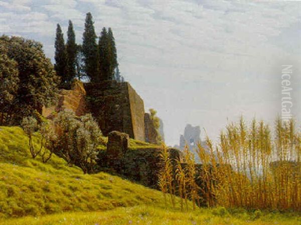 Forarsdag. Parti Fra Palatinerhojen, Rom Oil Painting by Henrik Gamst Jespersen