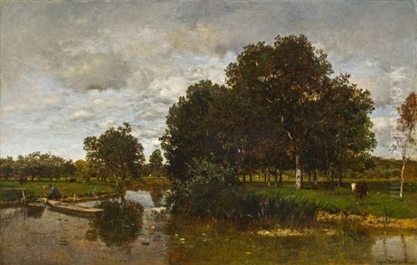 Landschaft Bei Fontainebleau Oil Painting by Eugen Jettel