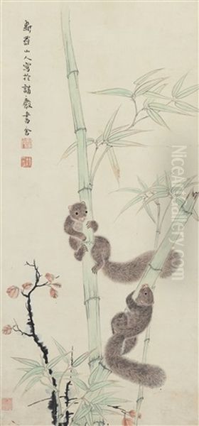 Camellia, Gardenia And Tiger Lily Oil Painting by Jiang Tingxi