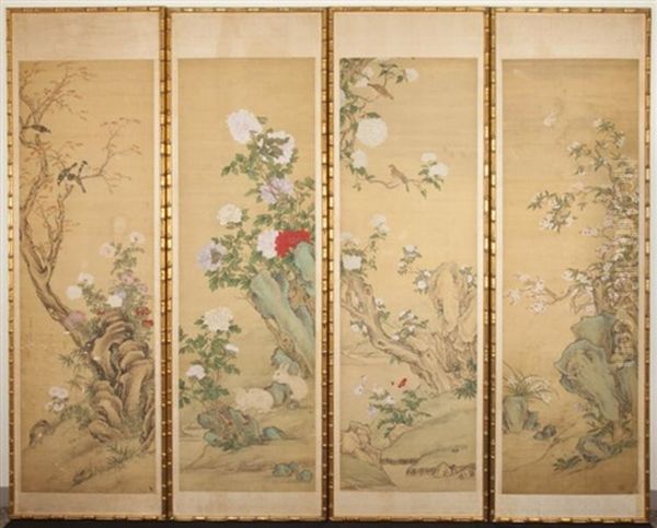 Four Paintings, A Tribute To Jiang Tingxi Oil Painting by Jiang Tingxi