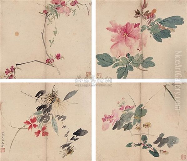 Flowers (+ 7 Others; 8 Works) Oil Painting by Jiang Tingxi