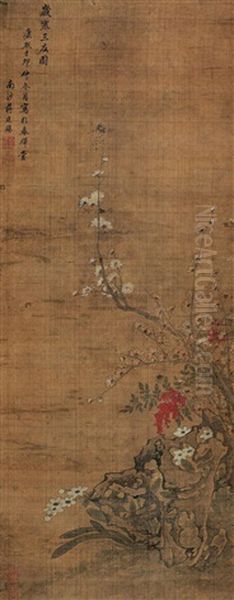 Pine, Bamboo And Plum Oil Painting by Jiang Tingxi
