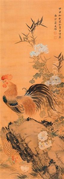 Flower And Bird Oil Painting by Jiang Tingxi