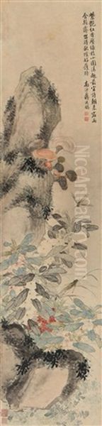 Grasshopper And Flowers Oil Painting by Jiang Tingxi