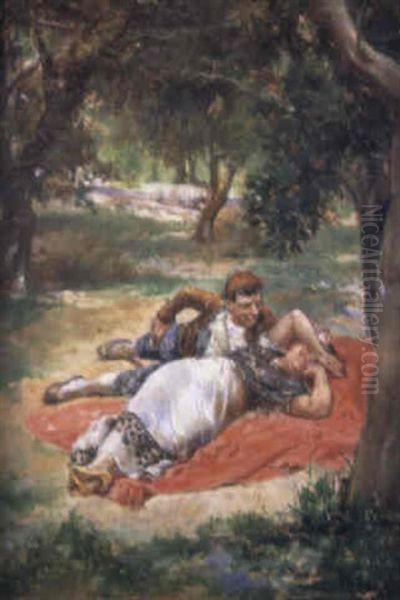 Bajo Los Naranjos Oil Painting by Jose Jimenez y Aranda