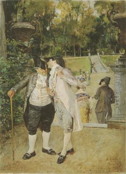 Unterhaltung Im Park Oil Painting by Luis Jimenez Y Aranda