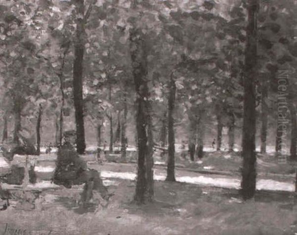 Atardecer En Un Bosque Oil Painting by Luis Jimenez Y Aranda