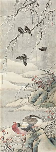 Snow Birds Oil Painting by Jin Cheng