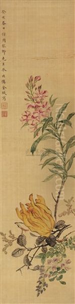 Bergamot And Flowers Oil Painting by Jin Cheng