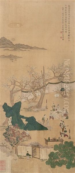 Playing Oil Painting by  Jin Junming