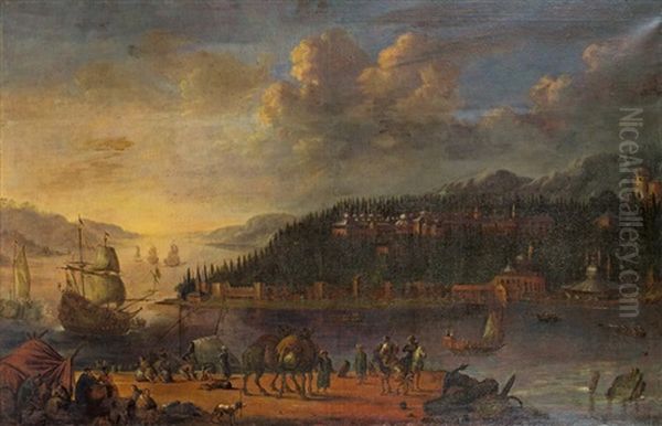 Blick Auf Die Serailspitze In Konstantinopel Oil Painting by Hans De Jode