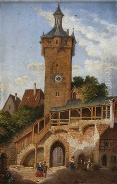 Die Spitalbastei (+ Das Klingentor In Rothenurg Ob Der Tauber; Pair) Oil Painting by Ferdinand Jodl