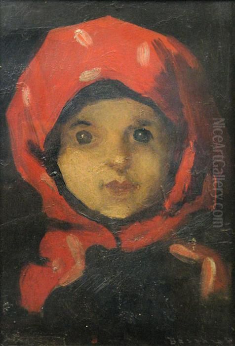 Fata Cu Basmaua Rosie Oil Painting by Ludovic Bassarab