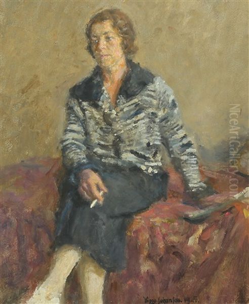 Portrait Of The Artist's Daughter Nanna Oil Painting by Viggo Johansen