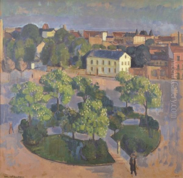 Vy Over Clemenstorget I Lund Oil Painting by Johan Albin Johansson