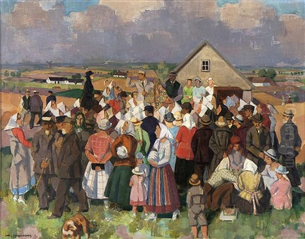 Auktion I Sodra Skane, Sannolikt Loderup Oil Painting by Johan Albin Johansson