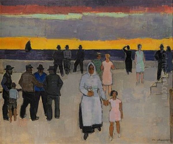 Strandflanorer Oil Painting by Johan Albin Johansson