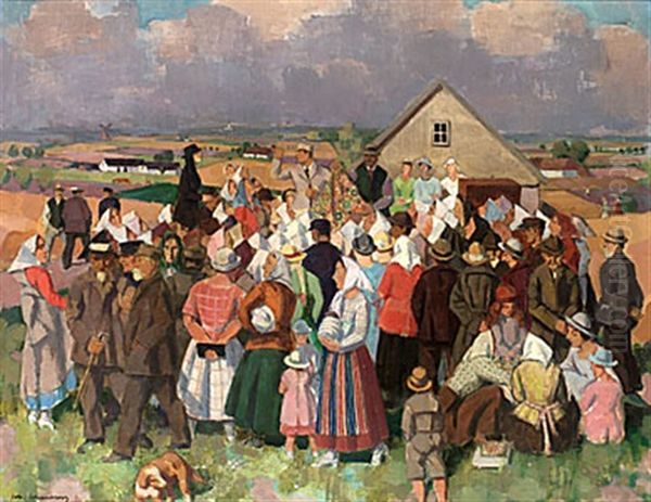 Auktion I Sodra Skane Oil Painting by Johan Albin Johansson