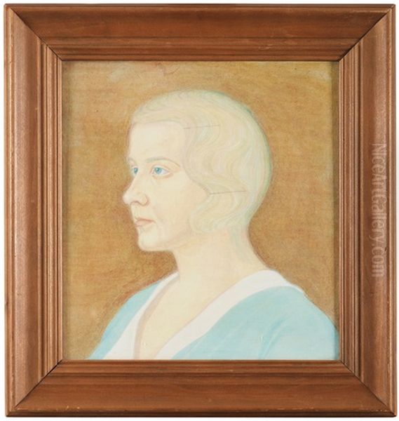 Flickportratt (portrait Of A Girl) Oil Painting by Stefan Johansson