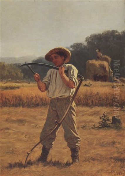 Man With Scythe Oil Painting by Eastman Johnson