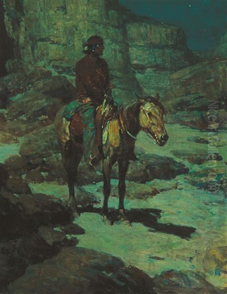 Navajo Land Oil Painting by Frank Johnson