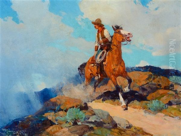 Cowboy Oil Painting by Frank Johnson