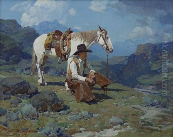 Don, The Horse Wrangler Oil Painting by Frank Johnson