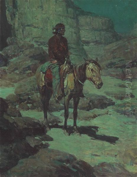 Navajo Land Oil Painting by Frank Johnson