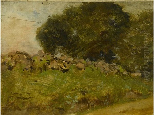 Large Rocks At Home, Pleasantville, New York Oil Painting by Frank Johnson