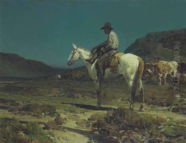 Singing To The Steers Oil Painting by Frank Johnson