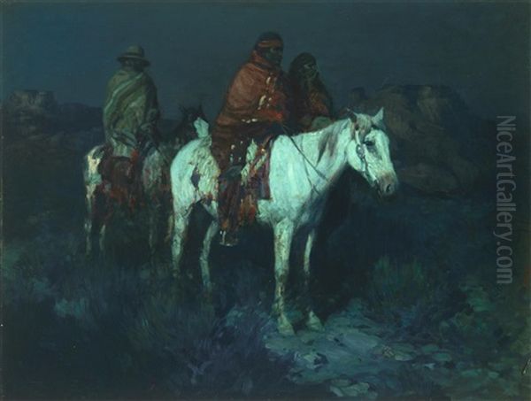 Sentinels In The Moonlight Oil Painting by Frank Johnson