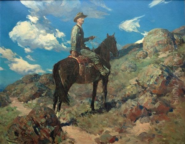Range Boss Joe Ericson At The Swenson Land And Cattle Co., Inc. Oil Painting by Frank Johnson