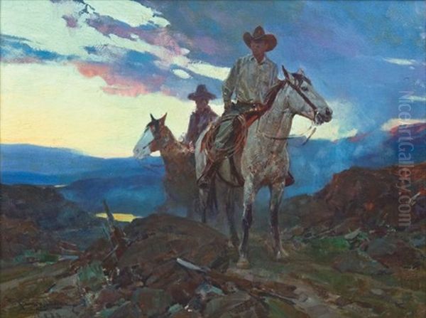 At Dawn, Morning Clouds Oil Painting by Frank Johnson