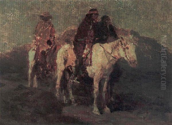 A Council On The Mesa Oil Painting by Frank Johnson