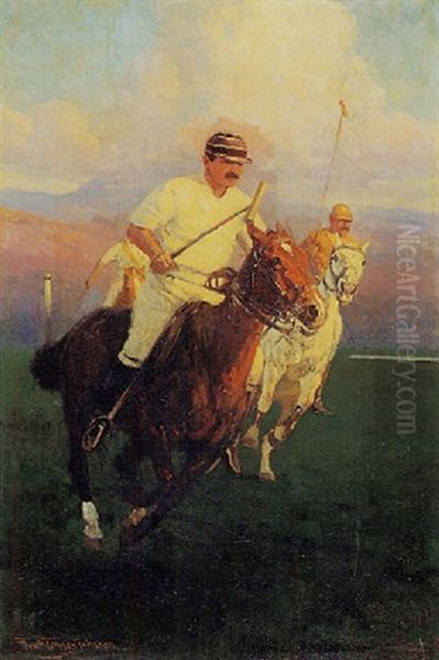 Playing Polo Oil Painting by Frank Johnson